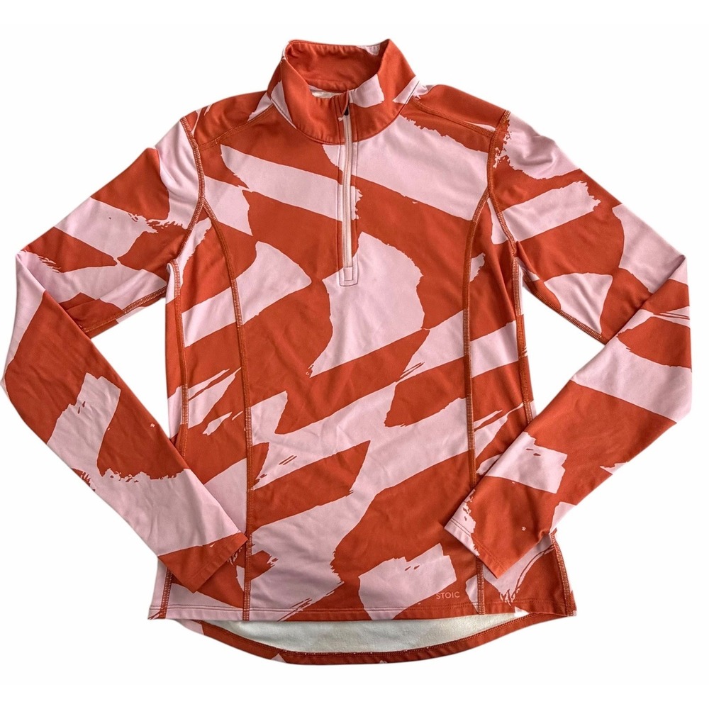 Stoic Lightweight Baselayer Top Medium 1/4 Zip Poly Orange Pink Outdoors Hiking